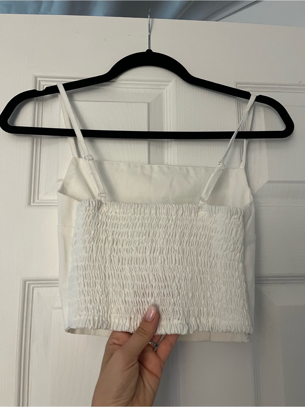 White Spaghetti Strap Cropped Tank Top - Picture 2 of 5